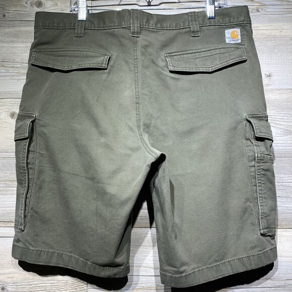 Carhartt Rugged Flex Relaxed Fit Canvas Cargo Work Short Size 38x10 Tarmac Green - Picture 2 of 8